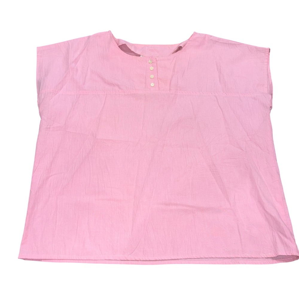Vintage Henley Cap Sleeve Made in USA Women Large Pink Giovelli